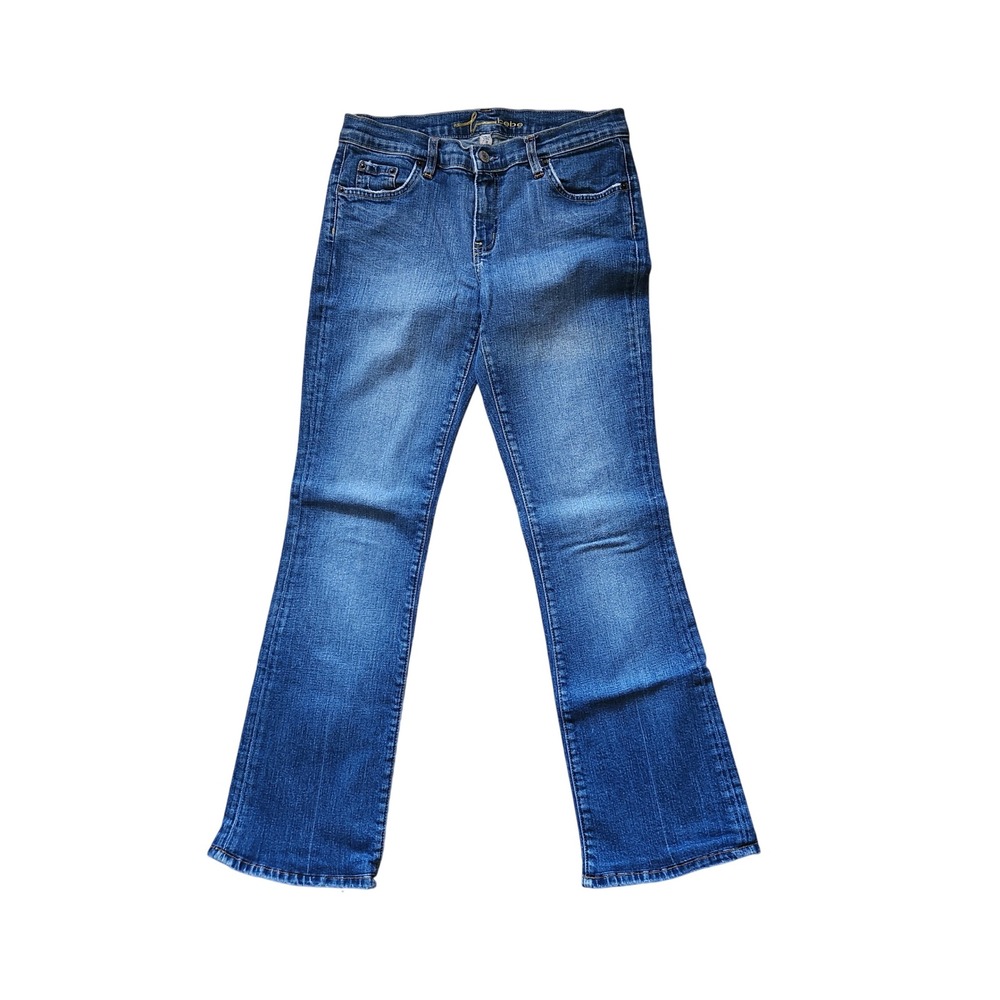 Bebe Size 28 Jeans Blue Gold Stitching Straight‎ Low Rise Y2K Made In USA